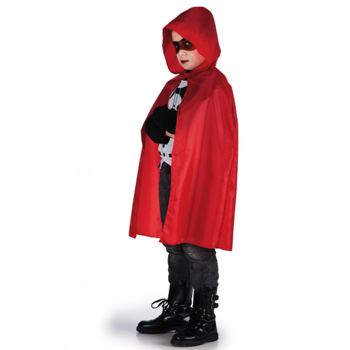 [CAR22806] Cape rouge avec capuche pour enfants - 80 cm