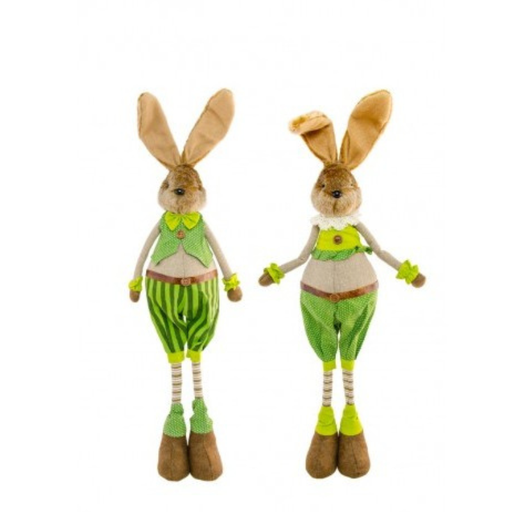 [CHA10202] Décoration lapin vert/brun à pois/rayé