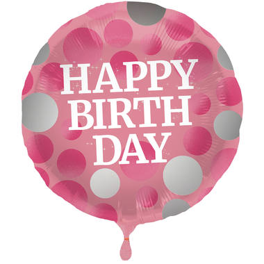 [FOL68406] Ballon Happy Birthday Glossy Pink 45 cm