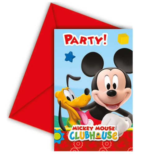 [FOL81513P] 6 Cartons d'invitation + Enveloppes Mickey Mouse Licence