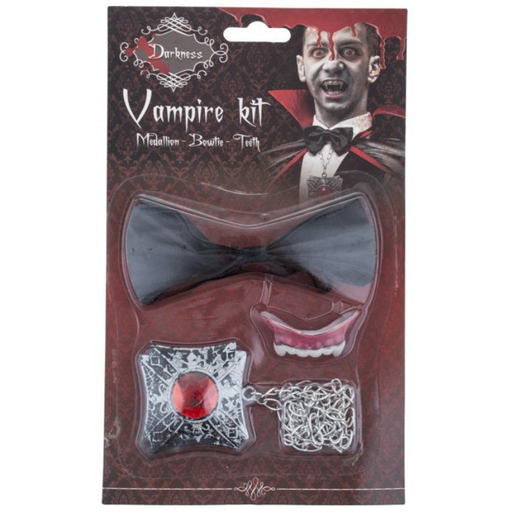 [FUN94148] Set d'accessoires vampire (nœud papillon, collier, dentier)