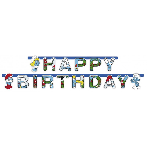 [JAC552181] Guirlande "Happy Birthday" - Schtroumpfs