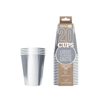 [ORIPCS53] 20 Gobelets Beer Pong Papier Argent 53 cl