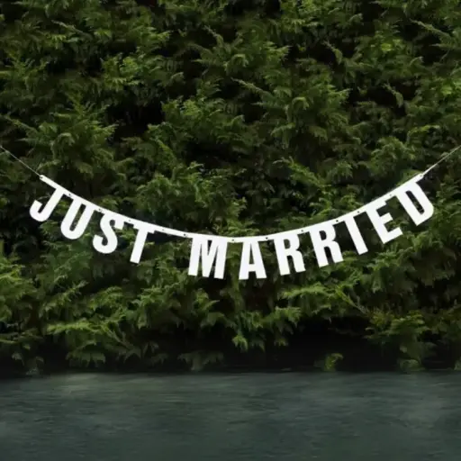 [PARGRL15] Guirlande "Just Married" paillettes blanches - 170 cm