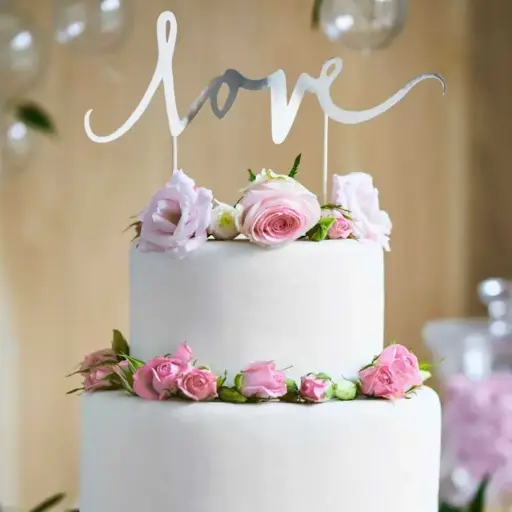 [PARKPT1-018] Cake Topper "Love", Argent 17 cm
