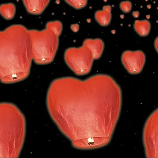 [PARLAMP1TT] Lanterne Volante Coeur Rouge 33x83x90 cm