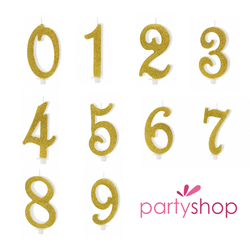 Bougie paillettes or - 10 cm