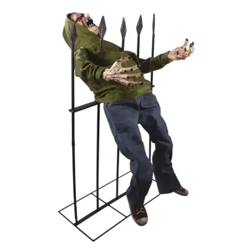 [PCL22337] Automate zombie empalé - animé, sonore, lumineux - 140 cm