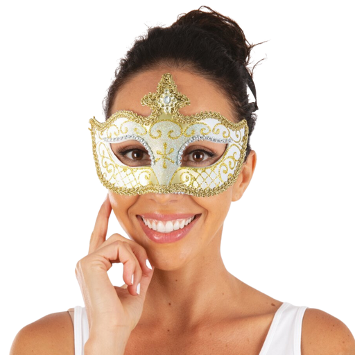 [PCL23511] Masque vénitien paillettes or 