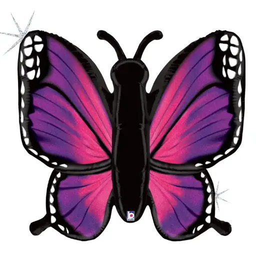 [PMS35777GH] Ballon alu Papillon rose 46"/117 cm - Grabo