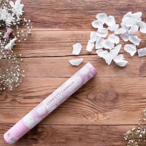 [PARTUKP40-008] Canon à confettis pétales blancs
