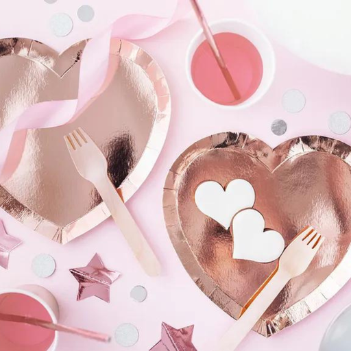 [PARTPP74-019R] 6 Assiettes cœur rose gold