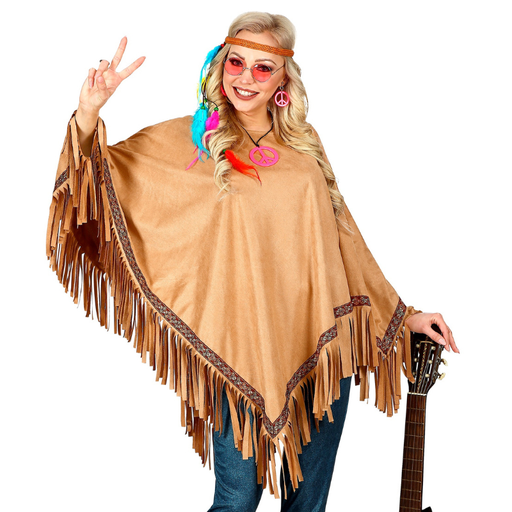 [WID42931] Poncho beige effet daim pour adulte