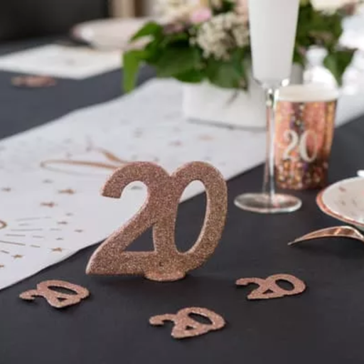 [SAN6915/20] Centre de table 20 ans paillettes rose gold