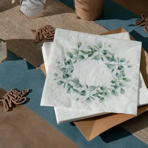 [SAN7854] Serviettes Bucolique feuillage vert 33x33 cm
