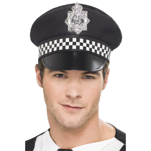 [SMI1236] Casquette Police Noire à Damiers