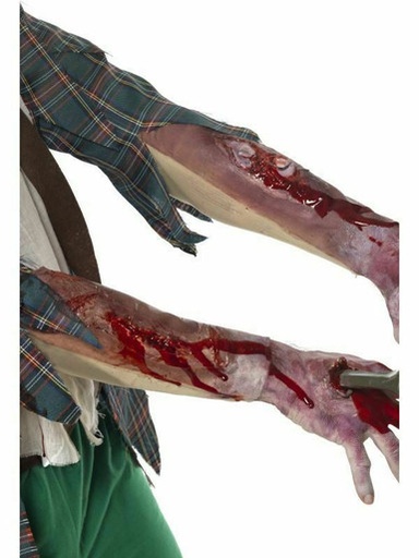 [SMI36975] Manche ensanglanté avec cicatrices et os brisé en latex
