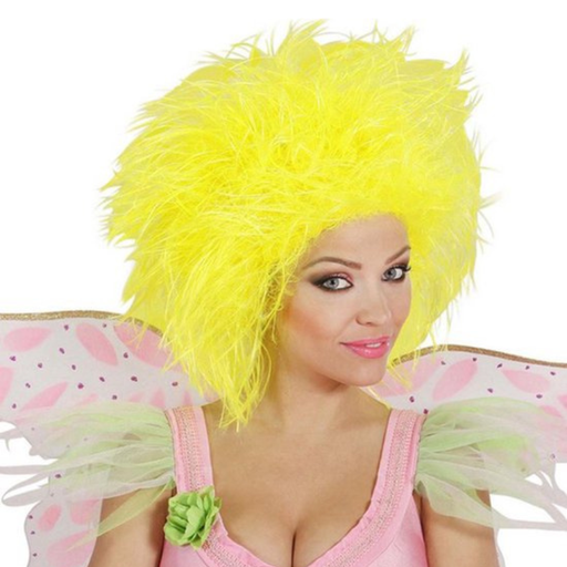 [WID6391Y] Perruque de fée jaune fluo pour femme 