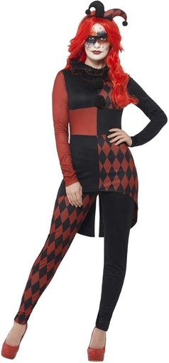 Déguisement femme fou du roi rouge et noir