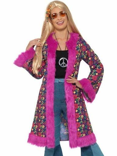 Déguisement manteau psychédélique hippie pour femme
