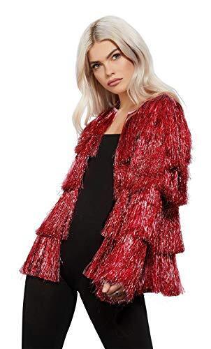 [SMI74008SM] Veste à franges métallisées rouge Taille S/M