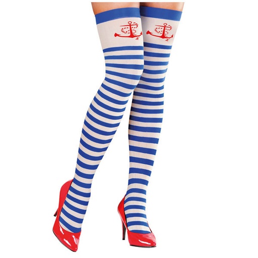 [WID01302] Chaussettes Montantes de Marin Rayures Blanc/Bleu