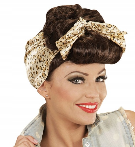 [WID01852] Perruque Brune Rockabilly Pin-Up avec Bandeau