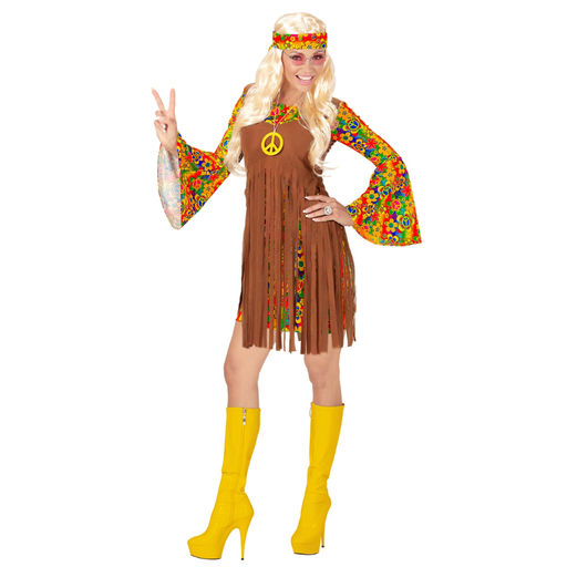 Déguisement d'Hippie en suédine pour femme 