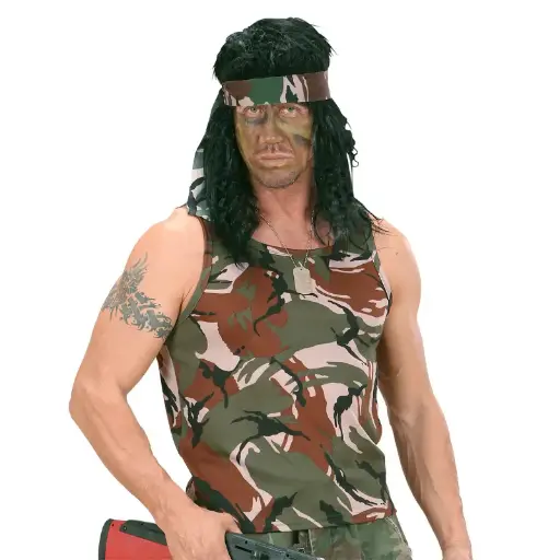 [WID2609A] Déguisement débardeur camouflage de soldat pour homme - M/L