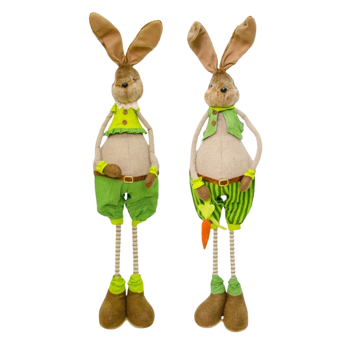 [CHA10201] Décoration Grand Lapin vert et brun - 110cm
