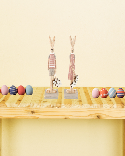 [CHA80636] ﻿Centre de table lapin en bois﻿