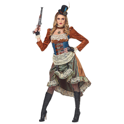 Steampunk (Robe avec Tour de Cou, Mitaines et Mini-Chapeau) Taille L