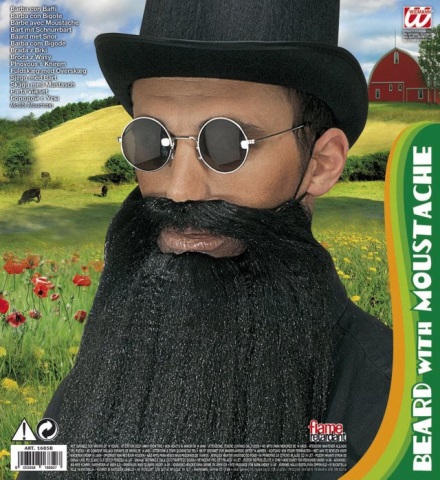 [WID1685B] Barbe Noire avec Moustache et Fausses Lèvres