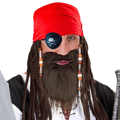 [WID2789V] Set de Pirate (Bandeau, cache-oeil, barbe et moustache)