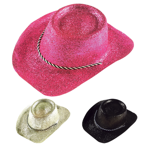[WID2803C] Chapeau de Cowboy paillettés (3 Couleurs Ass.)