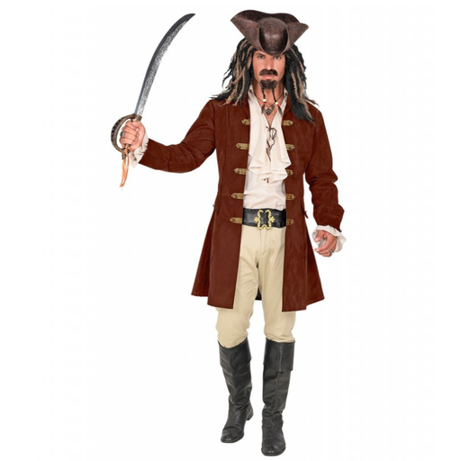 Manteau suédine brun de pirate homme