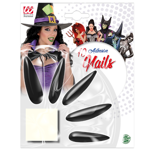 [WID3060W] Set de 10 Maxi Faux Ongles de Sorcière avec 10 Adhésifs