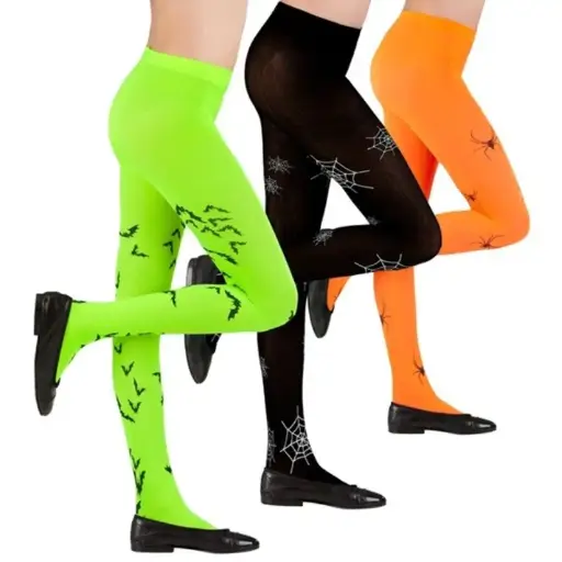 [WID4731H] Collant Neon Halloween 40 Den - 3 Modèles Assorties - Taille Enfant