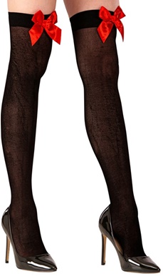 [WID4782B] Bas noirs nœud rouge
