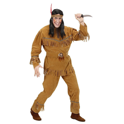 [WID7439A]       "INDIAN MAN" suedelook (coat, pants, belt, headband)xl