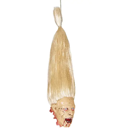 [WID74956] Pk  4 TETE DE ZOMBIE ARRACHEE AVEC PERRUQUE BLONDE