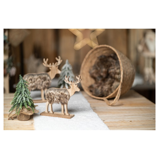 [CHA12407] Renne en bois et fourrure