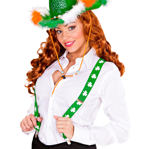 [WID7995V] Bretelles vertes avec trèfles - Saint Patrick