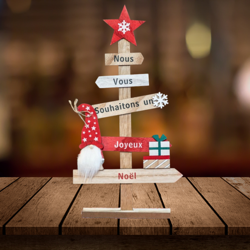 [CHA12464] Panneau en bois directions Joyeux Noël 