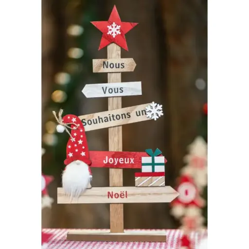 [CHA12464] Structure en bois Joyeux Noël avec directions 43cm