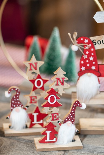 [CHA12468] Décorations en bois Noël avec Gnomes 19cm
