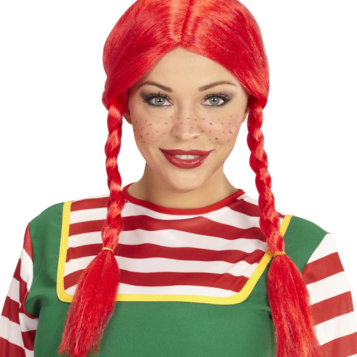 [WIDC6071] Perruque "Wendy" rouge avec nattes 