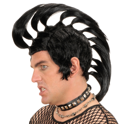 [WIDK0813] Perruque de Mohawk / Punk noire 