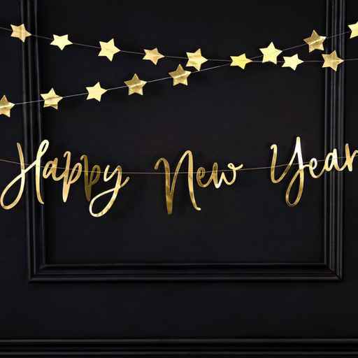 [PARGRL88-019M] Guirlande Happy New Year dorée