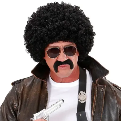 [WIDS7601] Set perruque frisée, moustache et lunettes de soleil